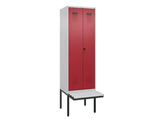 PBM-locker met bank,HxBxD 2120x600x815mm,2vak,vak B 300mm,draaigrendel - 2