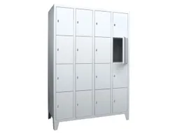 lockerkast,HxBxD 1850x1600x500mm,4x4vakken,RAL7035,front RAL5012
