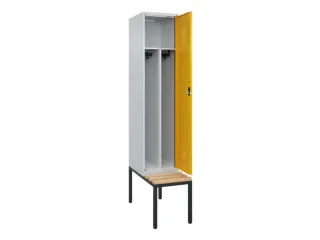 locker met bank,voor scheiding van kleding,HxBxD 2120x400x815mm,1vak - 1