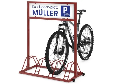 fietsstandaard,m. reclamevlak,L 1000mm,4instelplaatsen