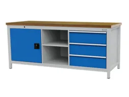 werkbank,HxBxD 860x2000x750mm,onderstel RAL5012,fronten RAL5012