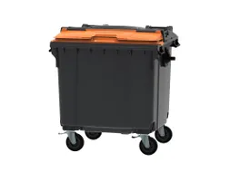 Container 1100 liter split deksel Grijs Oranje Kunststof