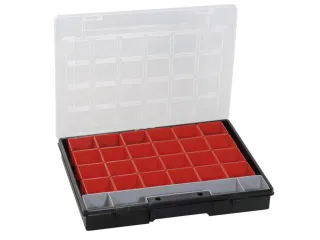 Bak voor kleine onderdelen,HxBxD 55x370x295mm,24bakken,PP,koffer zwart - 2