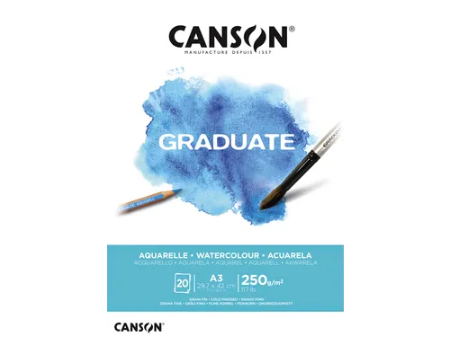 Aquarelpapier Canson Graduate Watercolour 20vel 250gr A3 natuurlijk wi