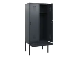 locker met bank,HxBxD 1950x800x815mm,2vak,vak B 400mm,draaigrendel