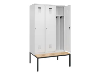 locker met bank,voor scheiding van kleding,HxBxD 2120x1200x815mm,3vak - 1