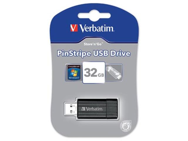 PinStripe USB-stick 2.0, 32GB, zwart | USB-StickShop.nl