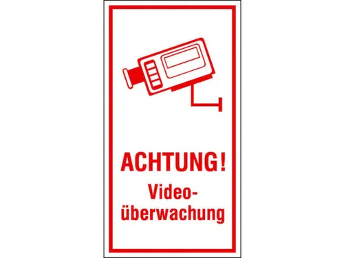 waarschuwingsetiket,Let op! Videobewaking,PVC,rood/wit,om te verlijmen
