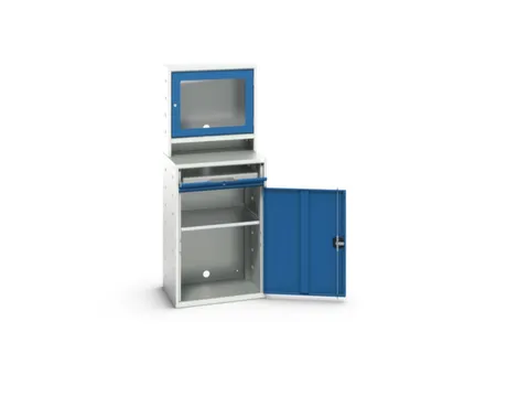 pc-kast monitorvak 1650x650x550mm toetsenbordblad RAL7035+RAL5010