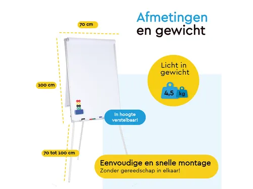 BRASQ Flipover Basic 70x100cm Magnetisch Aluminum met accessoires