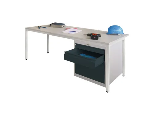 Werkplaatsbureau 1700x800x720mm 3laden Rechts Ral7035 Front Ral7016