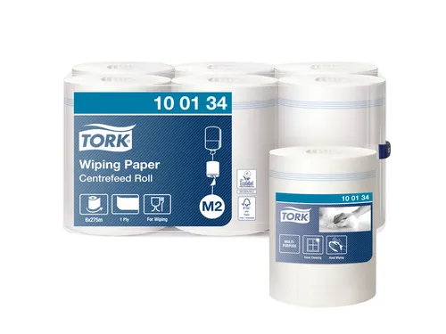 Poetspapier Tork M2 1 laags 6 rollen wit 100134
