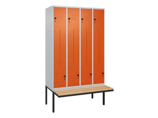 Z-garderobekast,HxBxD 2120x1200x815mm,8vak,vak B 300mm,draaigrendel - 1