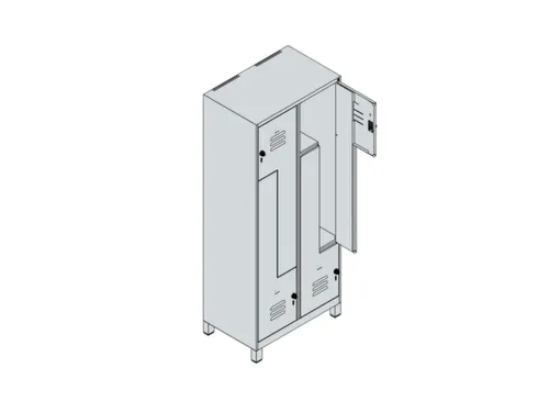 Z-garderobekast,HxBxD 1950x800x500mm,vak B 200/400mm,cil.-slot,voeten