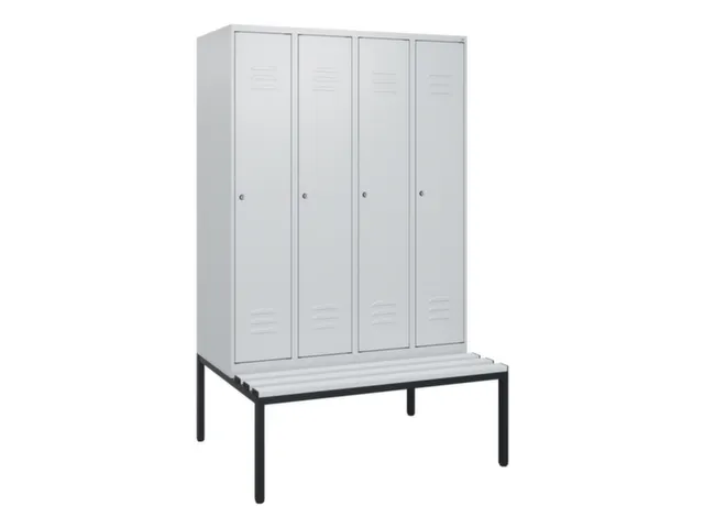 locker met bank,HxBxD 1950x1200x815mm,4vak,vak B 300mm,cil.-slot