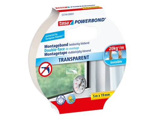 Powerbond Tesa 55744 montagetape transparant 19mmx5m