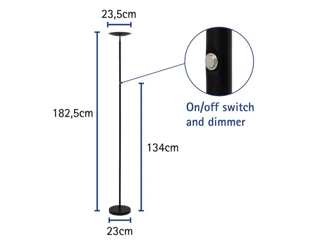 Vloerlamp MAUL Sphere LED dimbaar hoog 183cm zwart