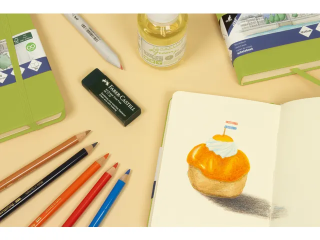 Schetsboek Kangaro A6 lime green PU HC 80 vel 140gr roomwit met elasti