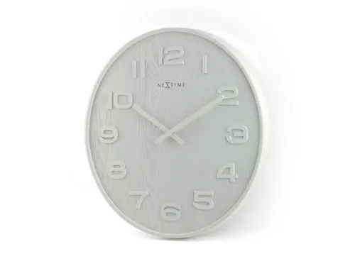 Wandklok Nextime dia. 53 x 3 cm, hout, wit, 'Wood Wood Big'