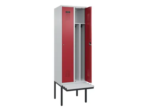 locker met bank,voor scheiding van kleding,HxBxD 2120x600x815mm,2vak