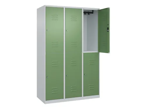 dubbeldekse locker,HxBxD 1850x1200x500mm,3x2vak.,vak B 400mm,cil.-slot