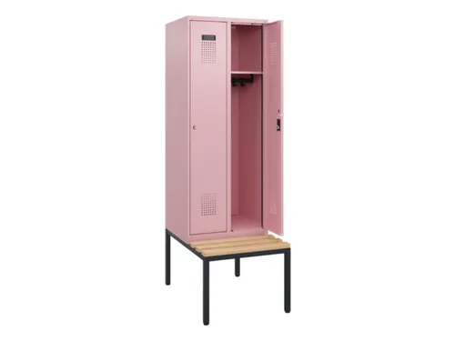 locker met bank,HxBxD 1950x600x815mm,2vak,vak B 300mm,cilinderslot