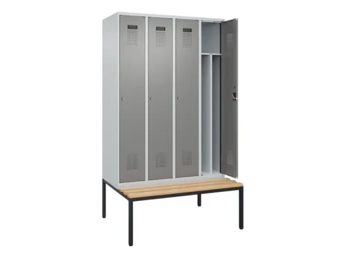 locker met bank,voor scheiding van kleding,HxBxD 2120x1200x815mm,4vak