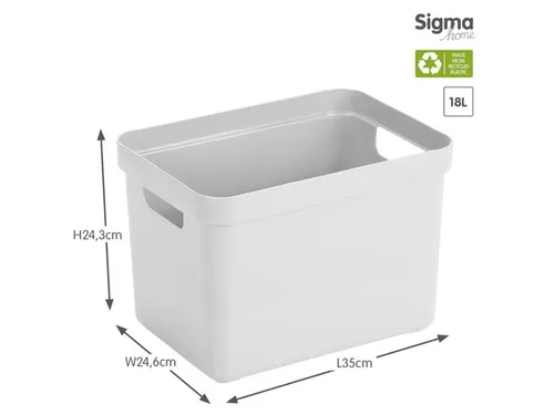 Sigma Home opbergbox 18L wit - 35x24,6x24,3cm