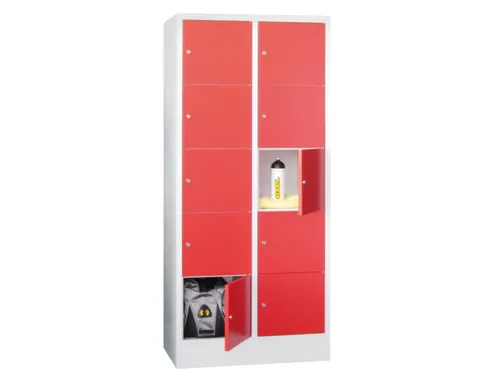 lockerkast,HxBxD 1850x800x500mm,2x5vakken,RAL7035,front RAL3000