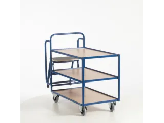 Orderverzamelwagen 990x590mm Totale H 1135mm 3 Etages Hout Ral5010 - 4