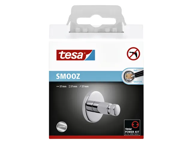 Crochet serviette tesa Smooz métal chromé brillant autocollant