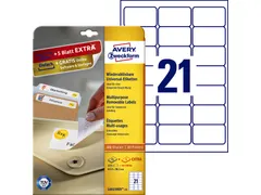 Etiket Avery Zweckform L6023REV 63.5x38.1mm afneembaar Wit 525 stuks