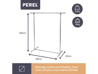 Kledingrek Metaal met 1 stang 125x50x130cm max. last 75 kg - 6