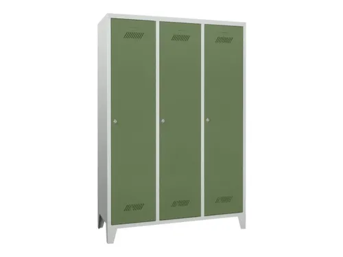 lockerkast,HxBxD 1850x1200x500mm,3vak,RAL7035,front RAL6011