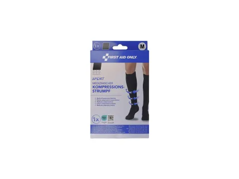 Bas de contention First Aid Only genou haut fermé noir taille M