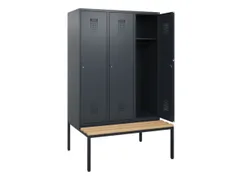 locker met bank,HxBxD 1950x1200x815mm,3vak,vak B 400mm,cilinderslot