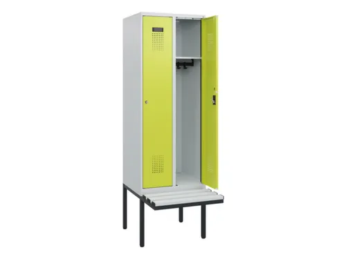 locker met bank,HxBxD 1950x600x815mm,2vak,vak B 300mm,cilinderslot