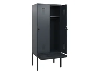 locker met bank,HxBxD 1950x800x815mm,2vak,vak B 400mm,draaigrendel - 1
