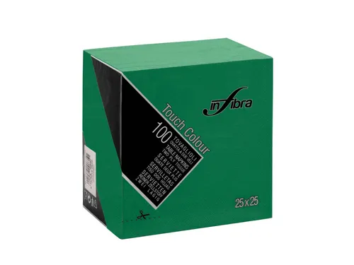 Infibra Servet 25x25cm 1/4 vouw 2-Laags Donkergroen 3000 Stuks
