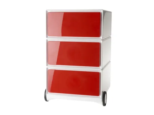mobiel ladeblok,HxBxD 642x390x436mm,3lade(n),romp wit,front rood