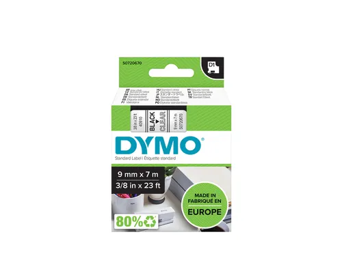 Labeltape Dymo 40910 D1 S720670 9mmx7m zwart op transparant