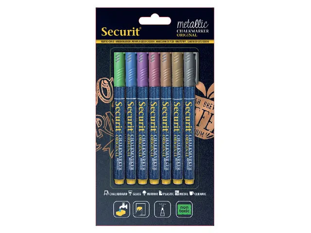Krijtstift Securit SMA-100 rond 1-2mm metallic assorti 7 stuks
