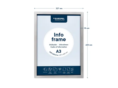 Infokader Europel zelfklevend A3 zilver
