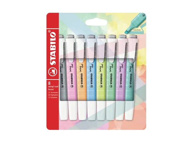 Surligneur STABILO Swing Cool 275/8 pastel assorti étui 8 pièces