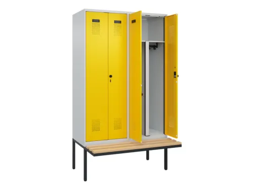 PBM-locker met bank,HxBxD 2120x1200x815mm,4vak,vak B 300mm