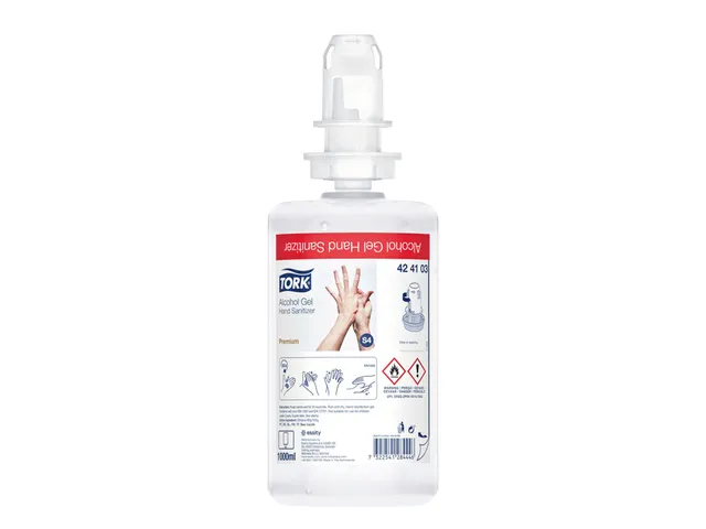 Alcohol gel Tork S4 voor handdesinfectie ongeparfumeerd 1000ml 424103