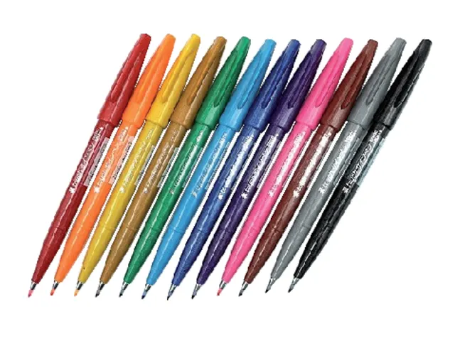 Brushstift Pentel Sign SES15C etui à 12 standaardkleuren
