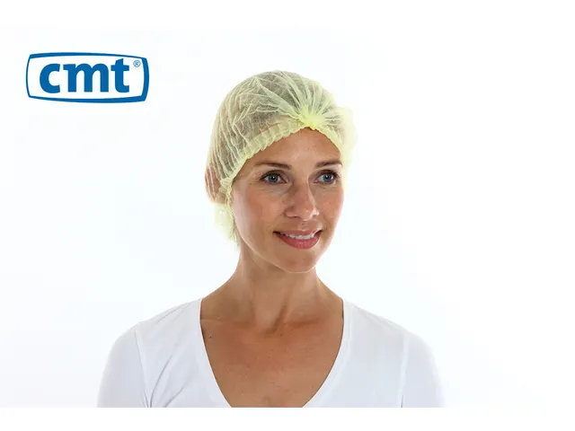PP non woven haarnet Geel 49cm 'clip cap' maat M 10x100 Stuks