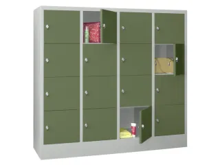 lockerkast,HxBxD 1518x1600x500mm,4x4vakken,RAL7035,front RAL6011 - 2