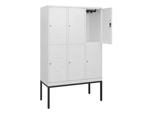 dubbeldekse locker,HxBxD 1950x1200x500mm,3x2vak.,vak B 400mm,cil.-slot